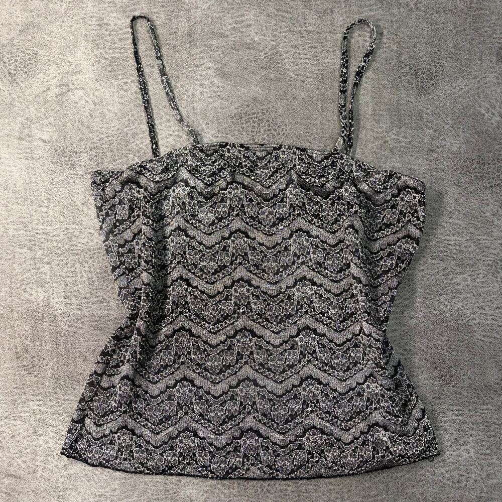 Vintage Zoey Beth Silver Metallic Lace Cami